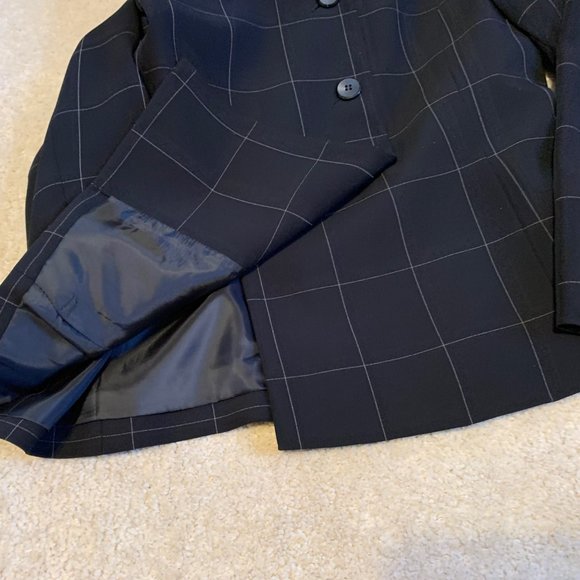 Kasper 2-Piece Suit - Jacket and Skirt Black Windowpane Design Size 8 - Picture 8 of 15